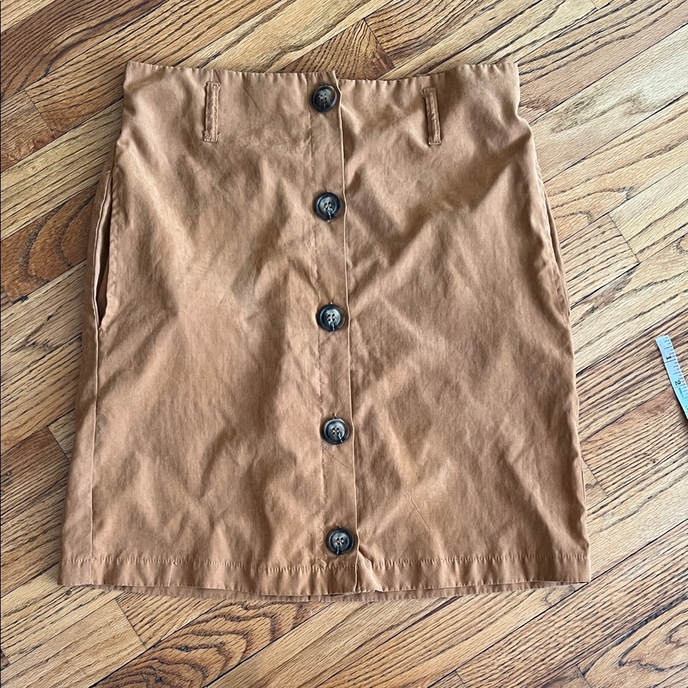 miami Button-Front Mini Skirt in Brown-Tan